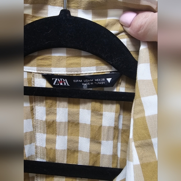 Zara Gingham cropped shirt/Jacket Button Front Size Medium - Picture 8 of 12